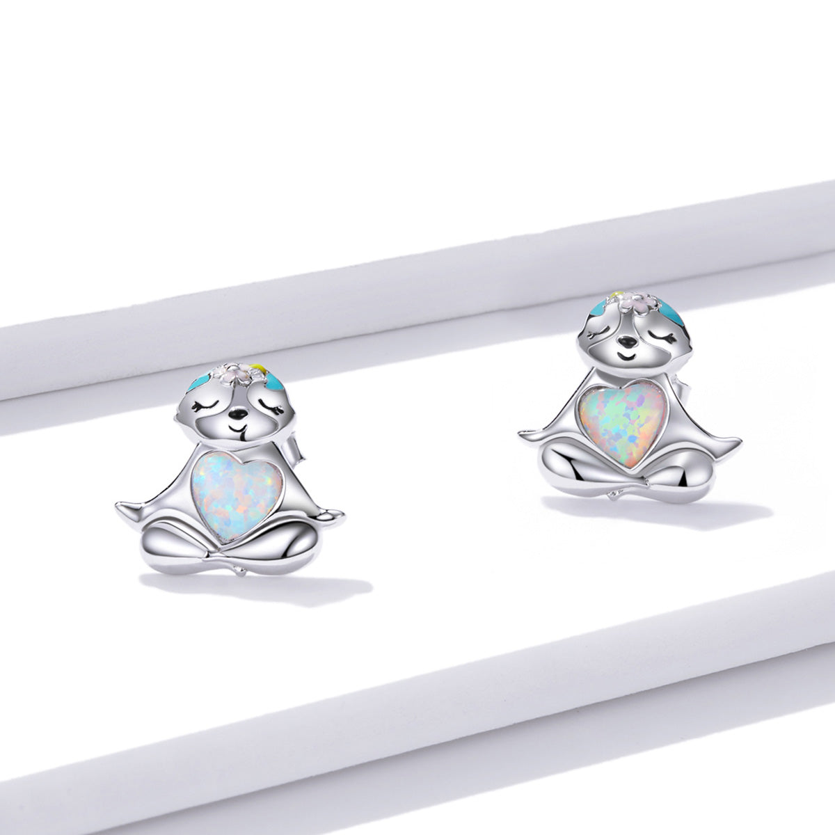 925 Sterling Silver Earrings with Translucent Opal