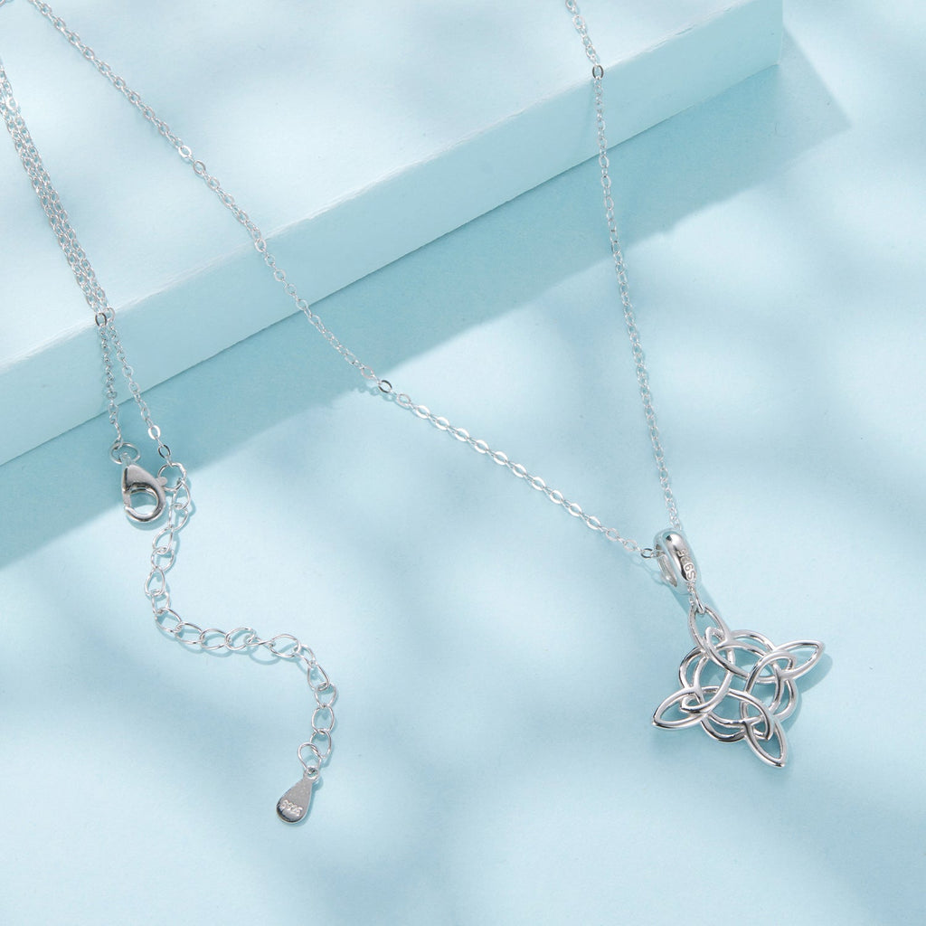 925 Sterling Silver Necklace with White Gold Plating and CZ - 40+5cm for Women