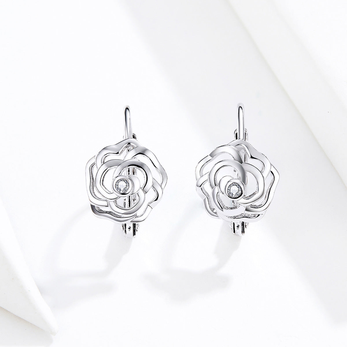 925 Sterling Silver Earrings with Pavé Setting CZ - 1.4x0.9 cm for Women