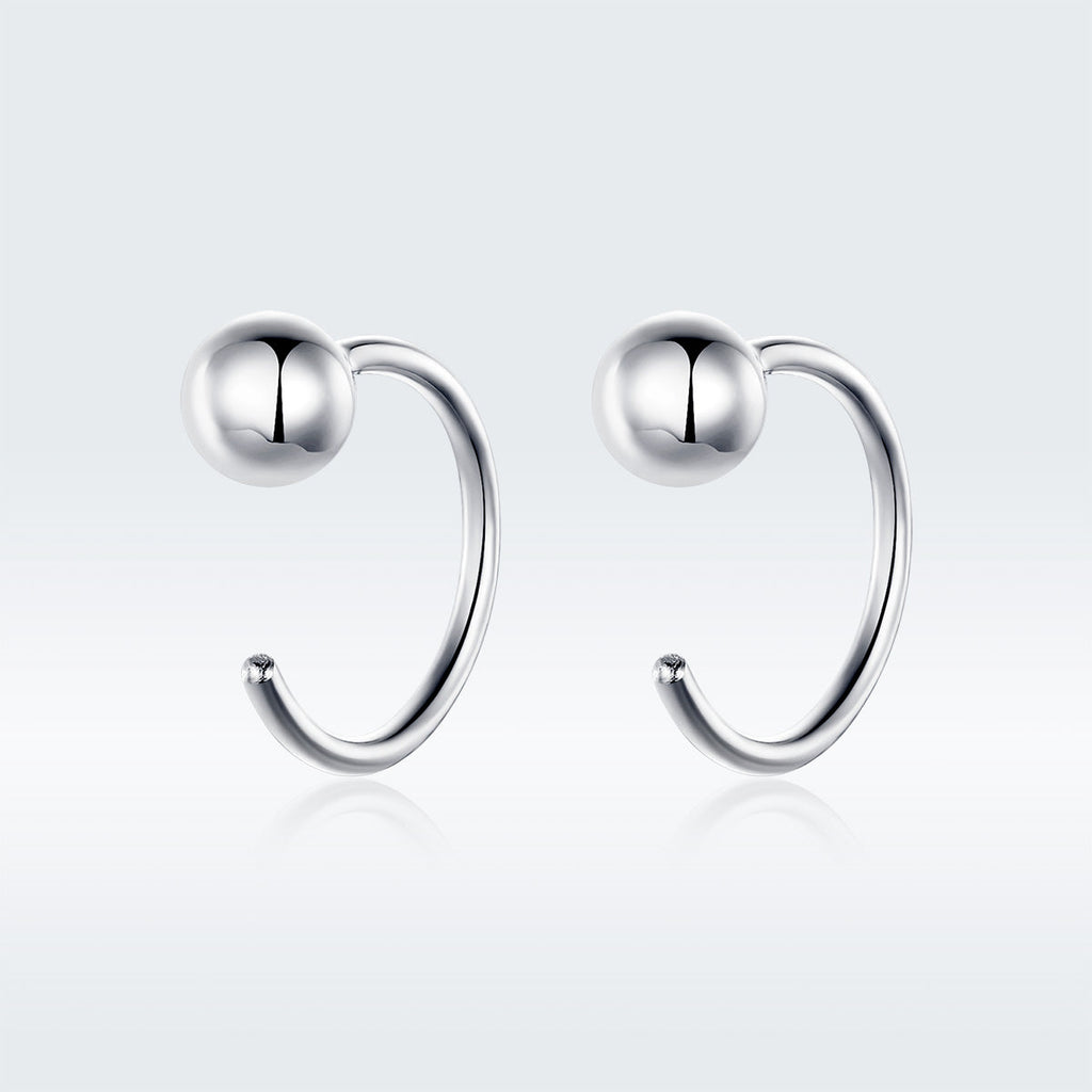 925 Sterling Silver Earrings with Plated Platinum, 1cm Diameter for Women