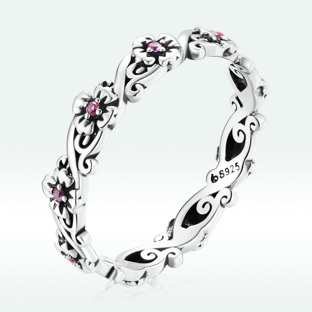 925 Sterling Silver Oxidized CZ Pavé Ring Size 6 for Women