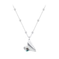 925 Sterling Silver Necklace with Transparent Glass, 18x15mm Pendant for Women