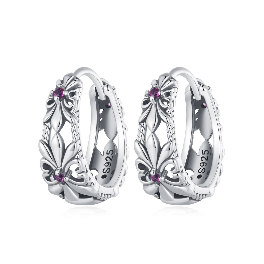 925 Sterling Silver Earrings with Pavé Setting and Oxidized Finish