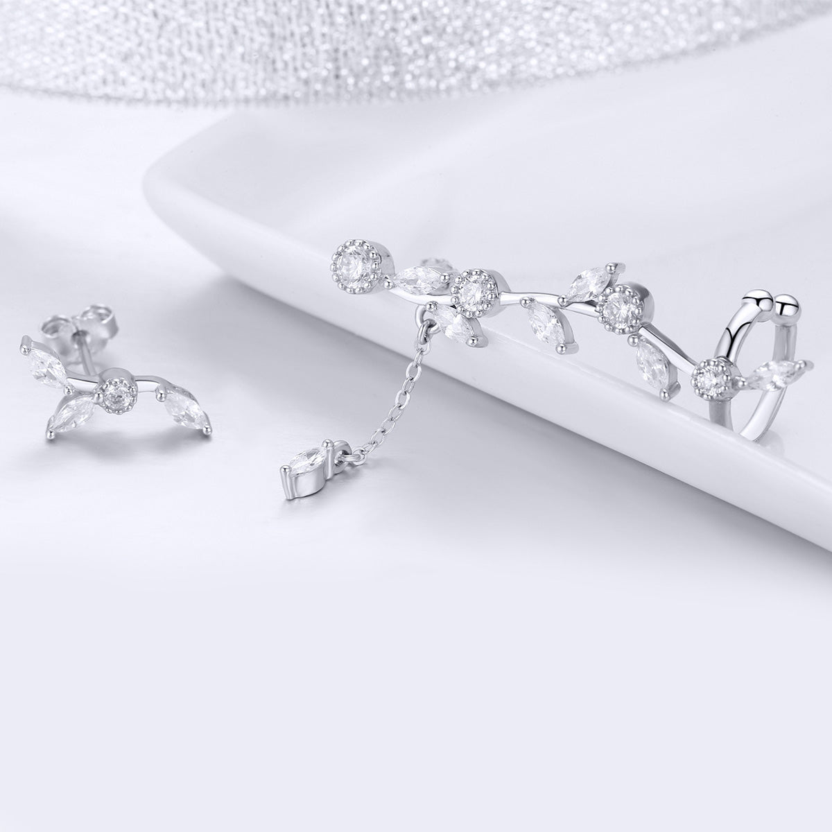 925 Sterling Silver Earrings with Platinum Plating and CZ for Women