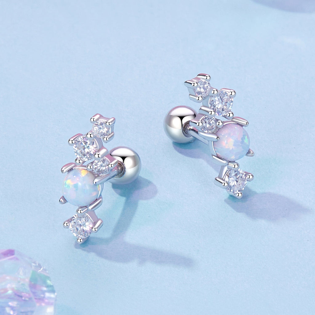 925 Sterling Silver Translucent Opal CZ Earrings for Women