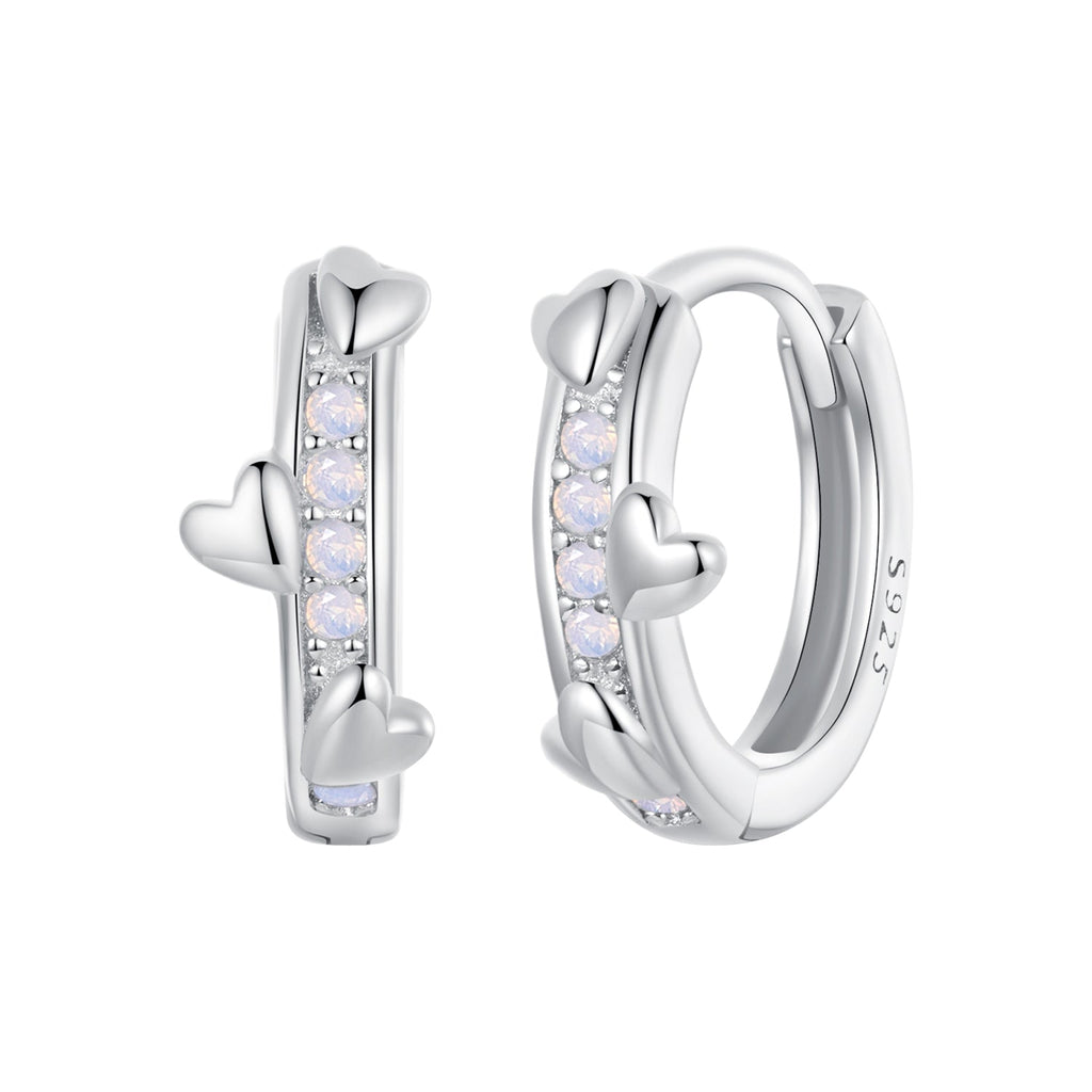 925 Sterling Silver Nano Opal Earrings for Women - White Gold Plated - 12x5mm