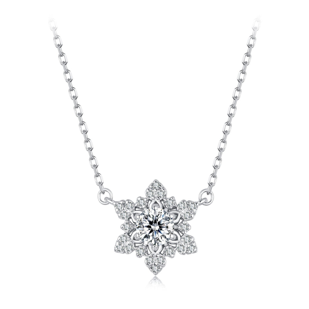 925 Sterling Silver White Gold Plated CZ Necklace 45cm for Women