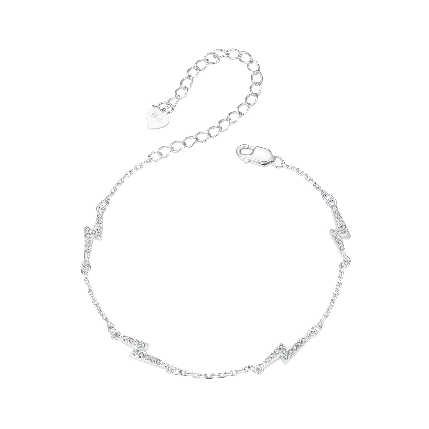 925 Sterling Silver Pave Setting CZ Bracelet with White Gold Plating