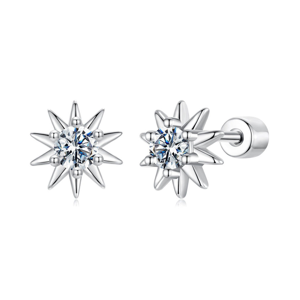 925 Sterling Silver Moissanite 0.10 Carat Earrings for Women - 0.7cm Size