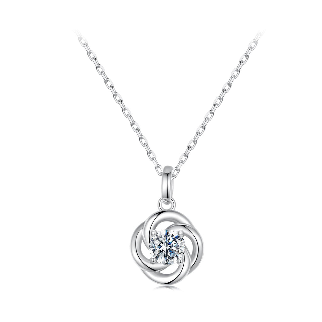 925 Sterling Silver 0.5 Carat Moissanite Necklace with White Gold Plating for Women