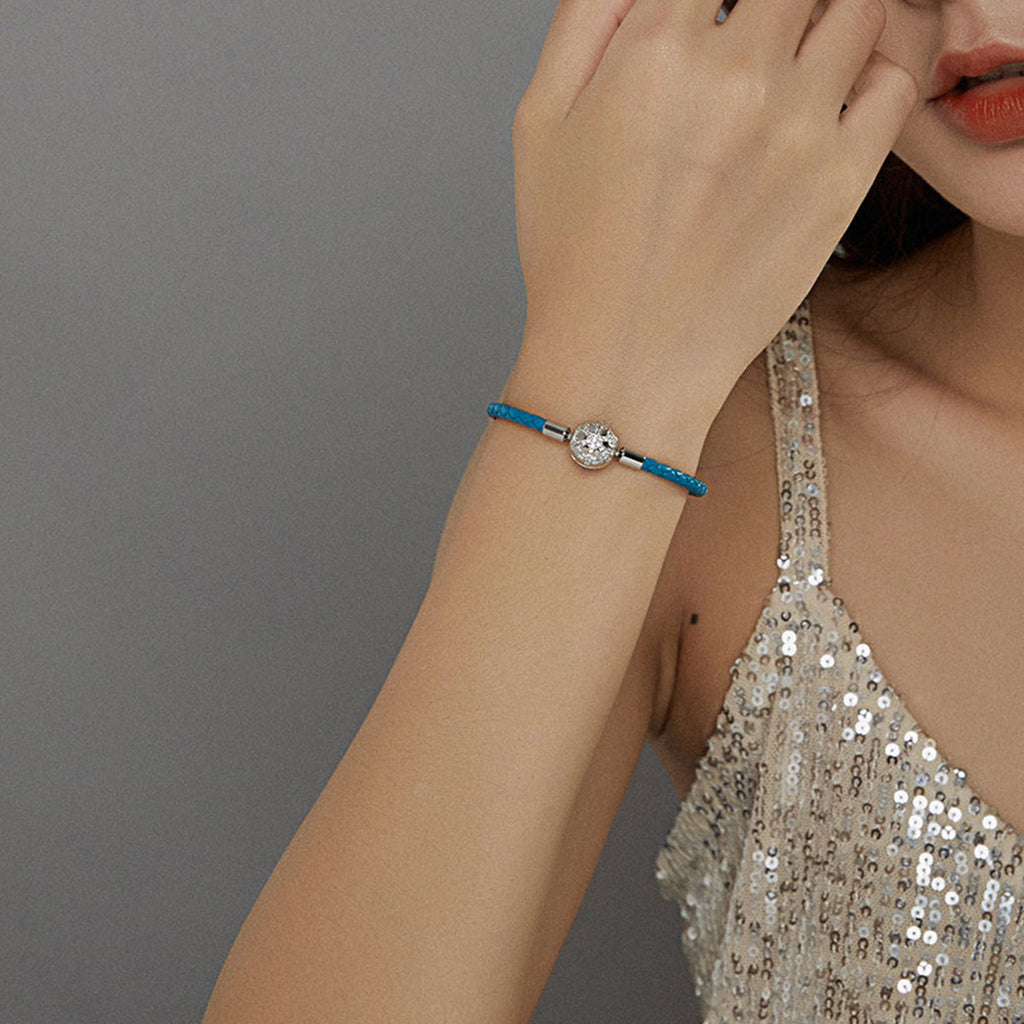 925 Sterling Silver Plated Bracelet with Pavé Setting CZ, Size 19.0 for Women