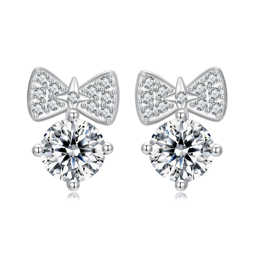 925 Sterling Silver Earrings with CZ and White Gold Plating for Women