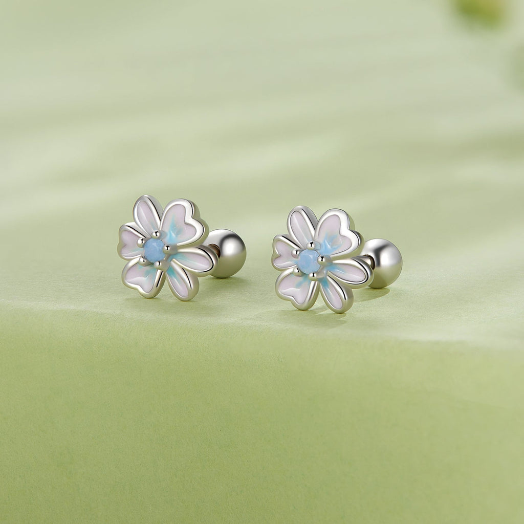 925 Sterling Silver Opal Nanometer Stone Enamel Earrings for Women