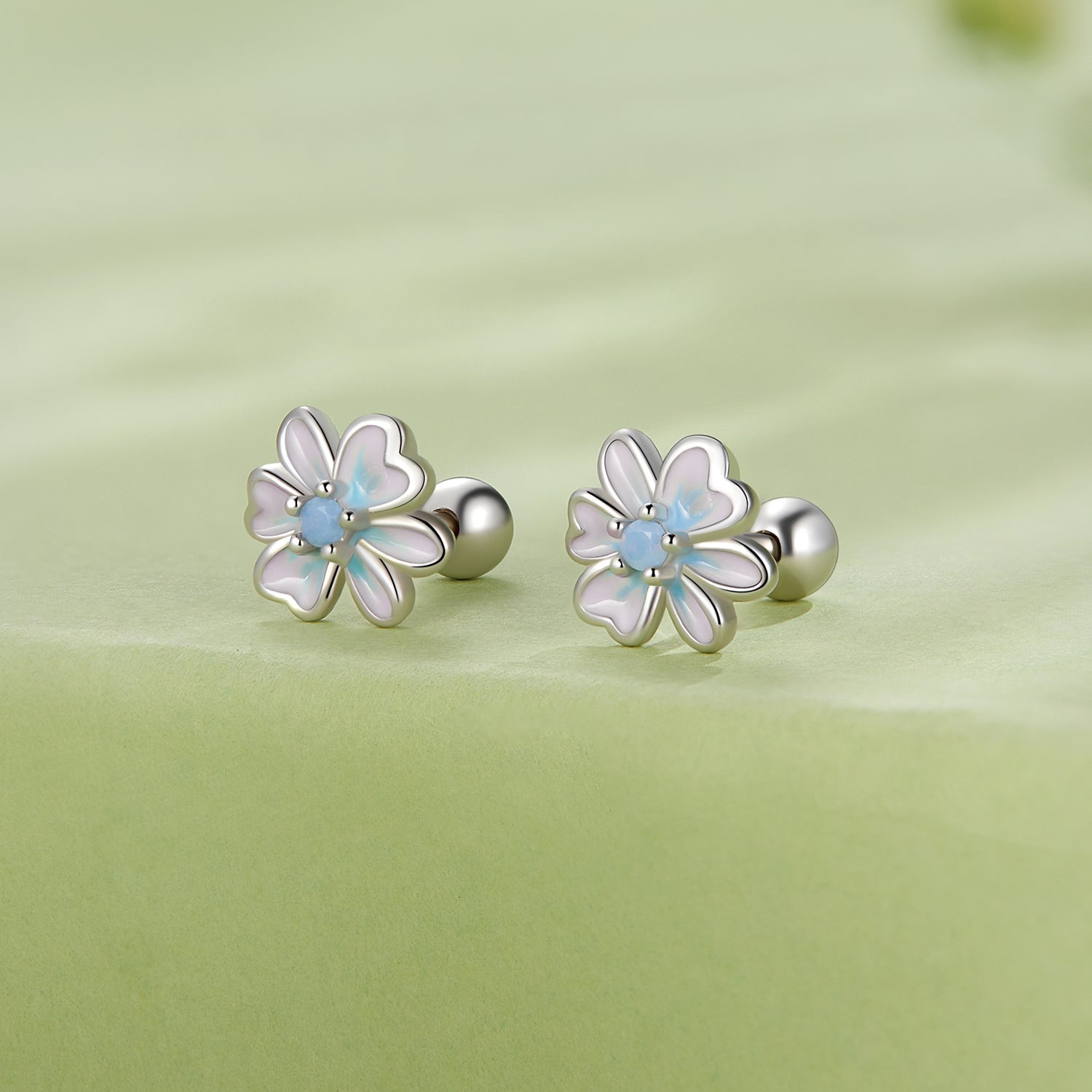 925 Sterling Silver Opal Nanometer Stone Enamel Earrings for Women