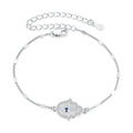 925 Sterling Silver + White Gold Plated 15cm Adjustable Bracelet with CZ and Synthetic Spinel for Women