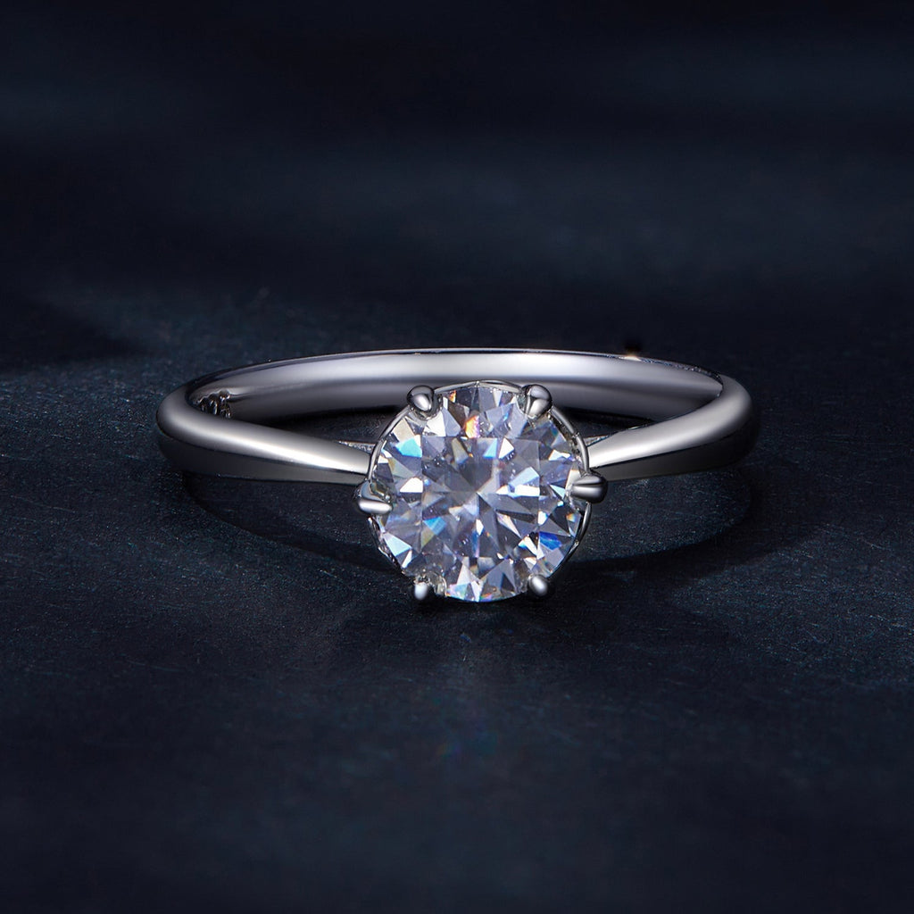 925 Sterling Silver Moissanite 1 Carat Ring Size 6 for Women