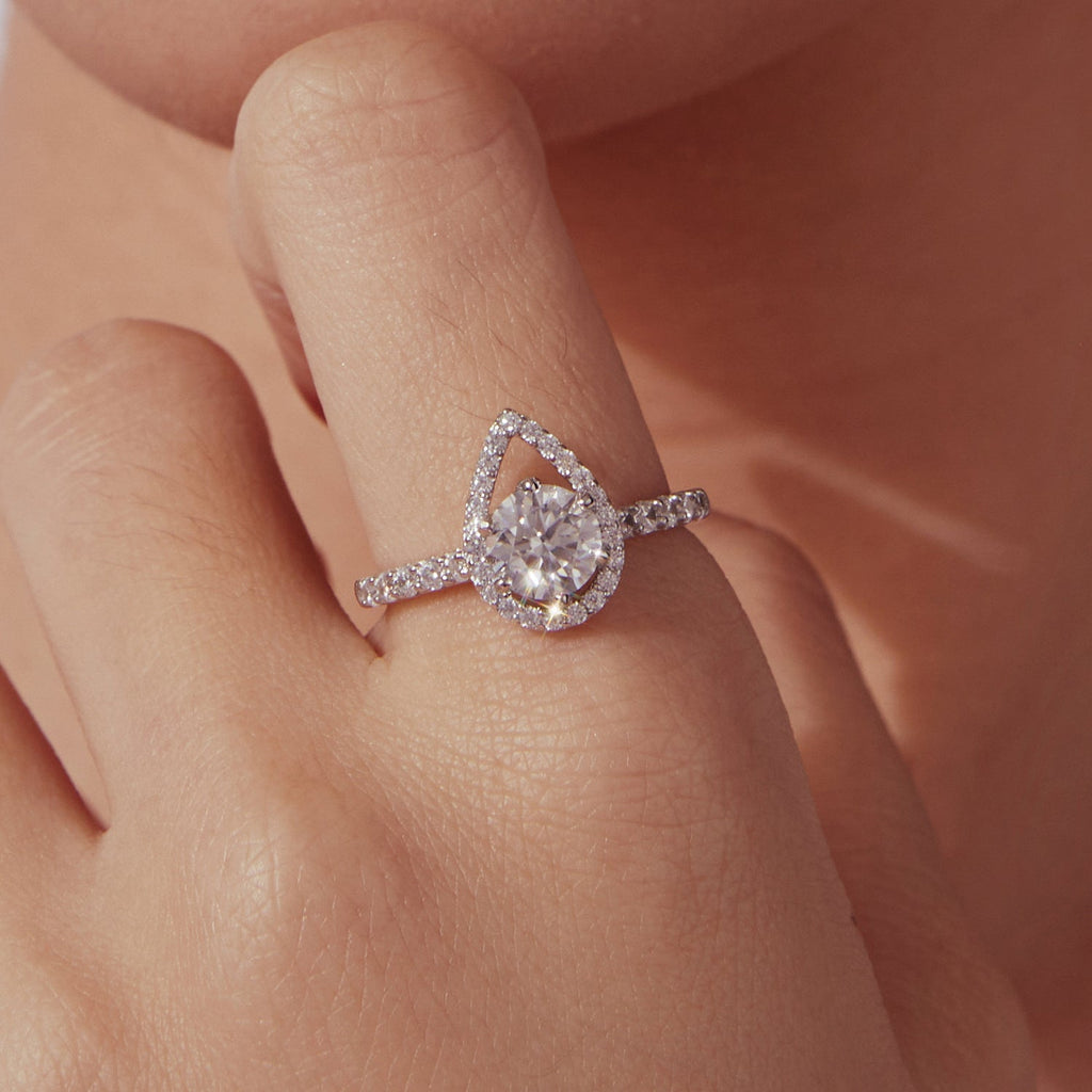 925 Sterling Silver Moissanite 1 Carat Pendant Ring Size 6 for Women