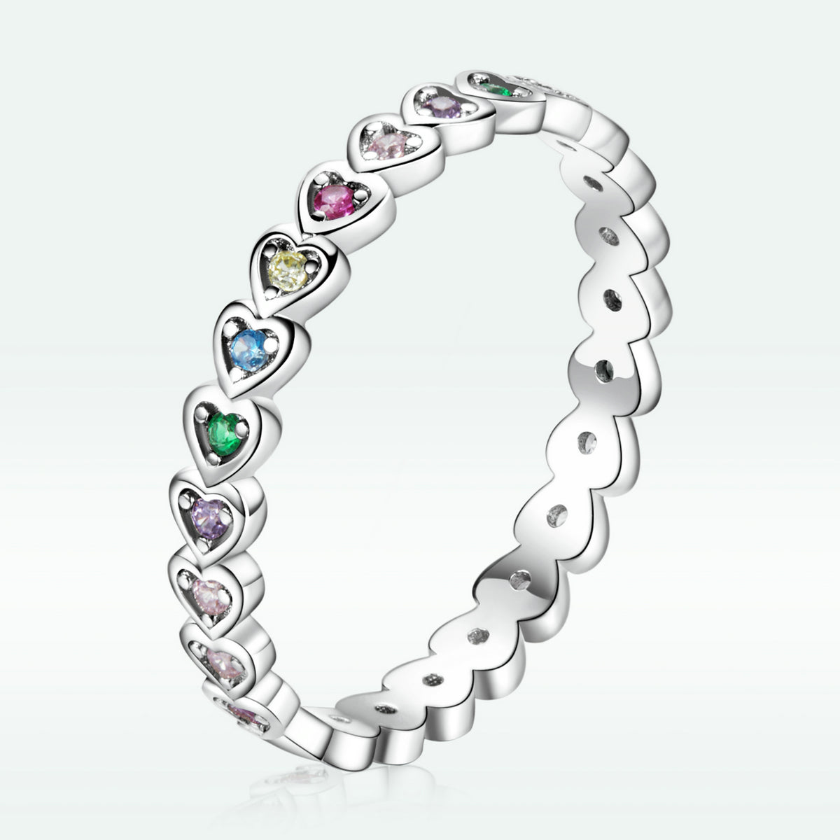 925 Sterling Silver & Platinum Plated 0.29cm CZ Ring for Women Size 6.0