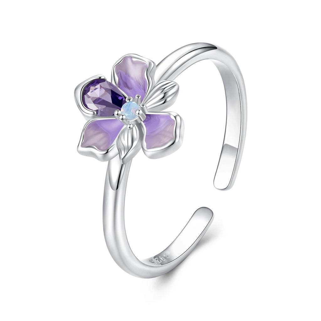 925 Sterling Silver Pavé Set CZ Enamel White Gold Plated Nano Opal Pendant Ring