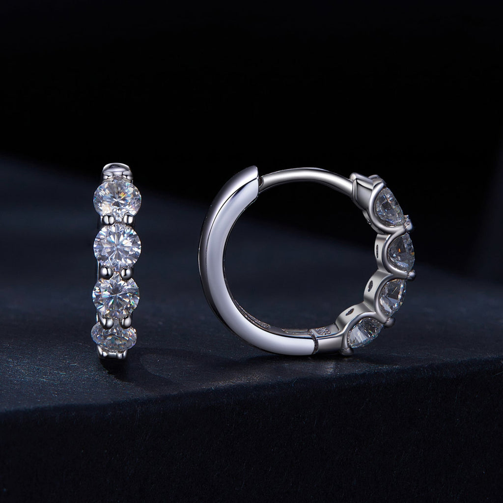 925 Sterling Silver Moissanite 0.1 Carat Platinum Plated Earrings for Women
