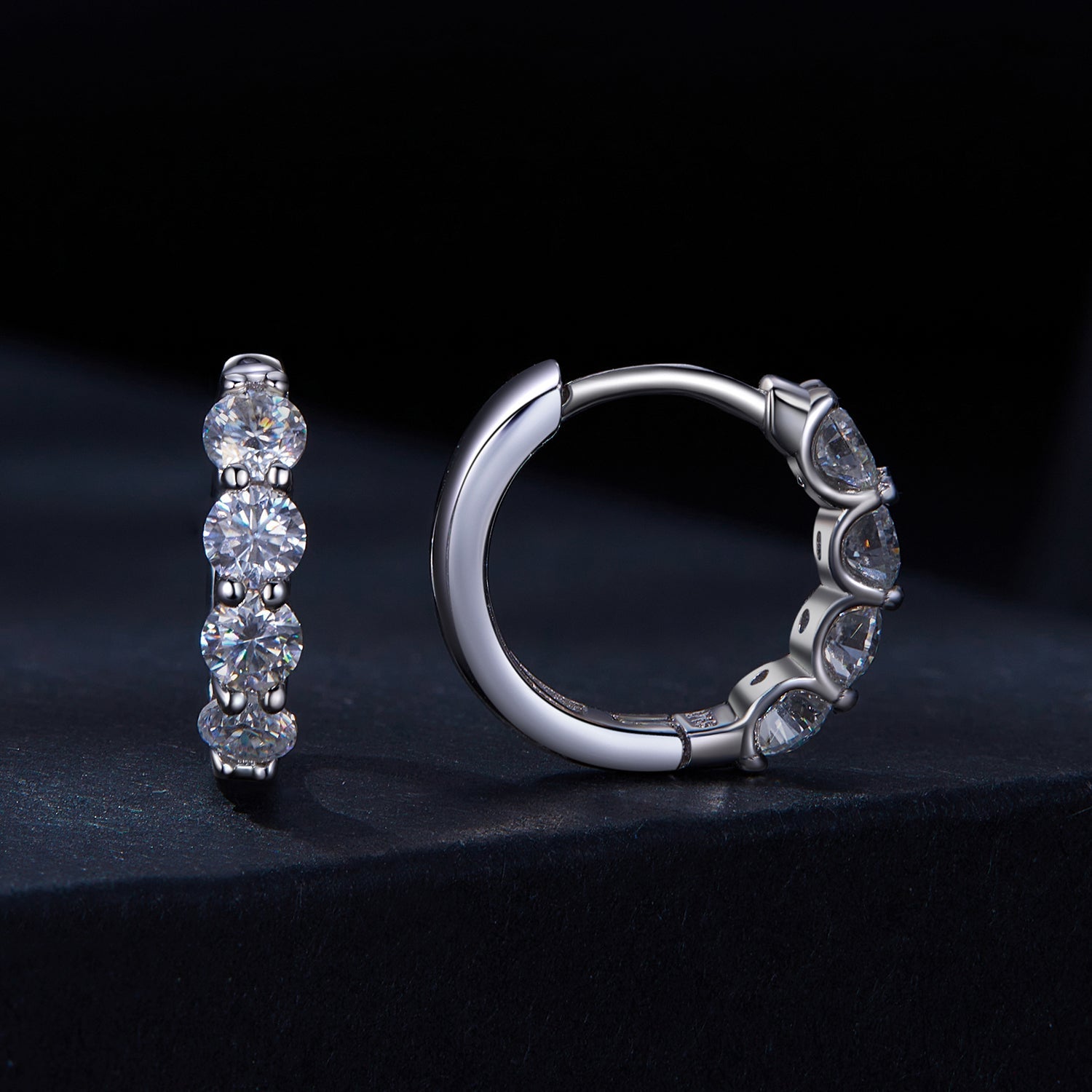 925 Sterling Silver Moissanite 0.1 Carat Platinum Plated Earrings for Women