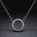 925 Sterling Silver Necklace with Pavé Set CZ, 45cm Length, Pendant 1.2cm, For Women
