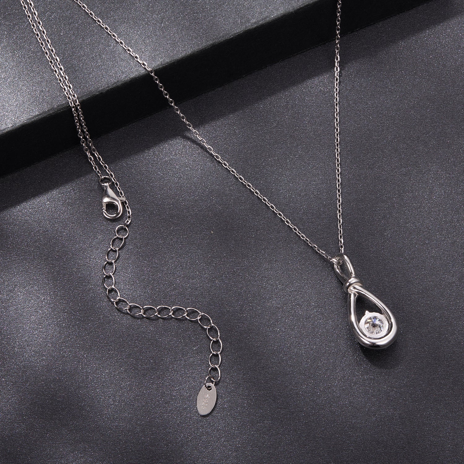 925 Sterling Silver 1 Carat Moissanite Necklace with White Gold Plating - 40+5cm Length for Women