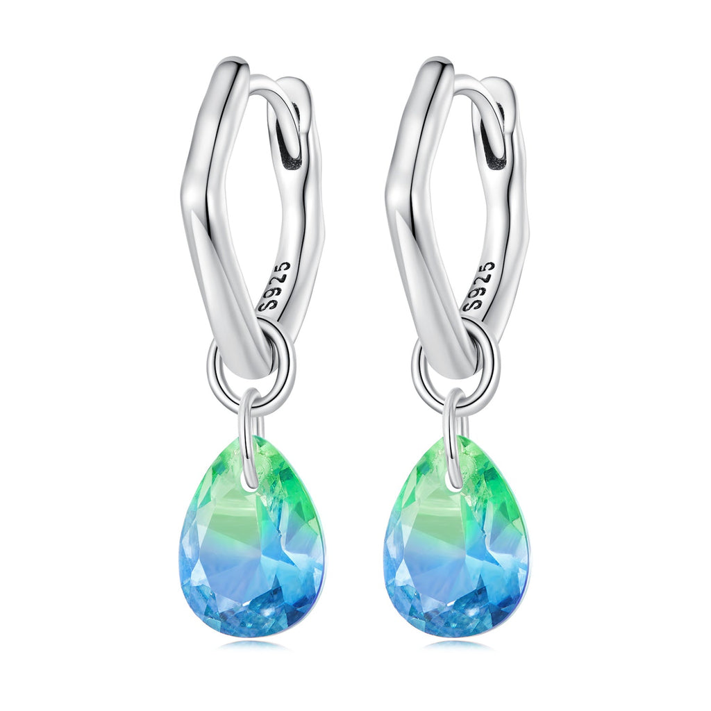 S925 Sterling Silver Oxidized Earrings with Transparent Glass & Main Stone for Women