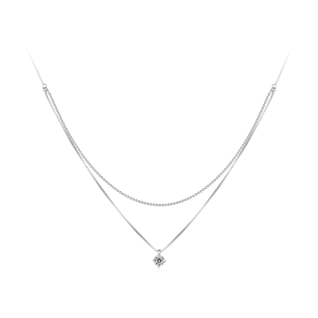 925 Sterling Silver Necklace with 8x6mm Pavé Setting CZ Pendant for Women