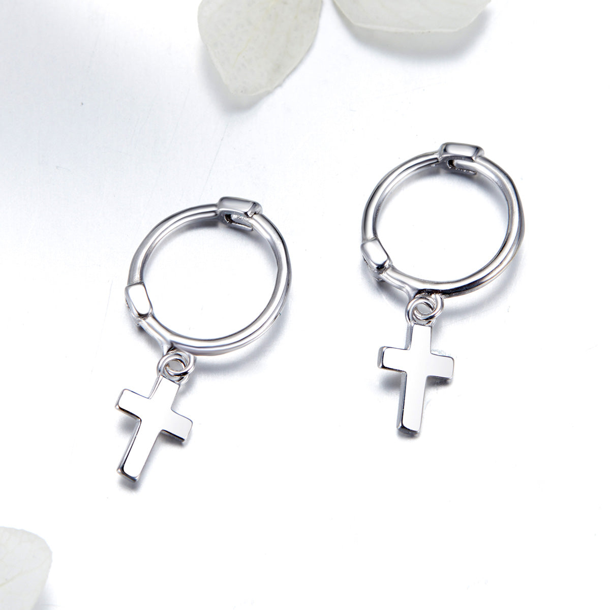 925 Sterling Silver Earrings Plated Platinum 1.9*0.5cm for Women