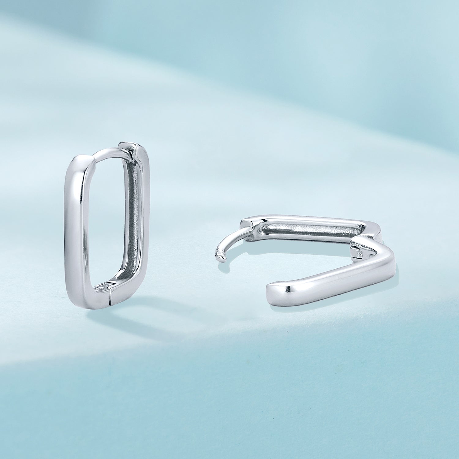 925 Sterling Silver Earrings 10*2mm with White Gold Plating for Women