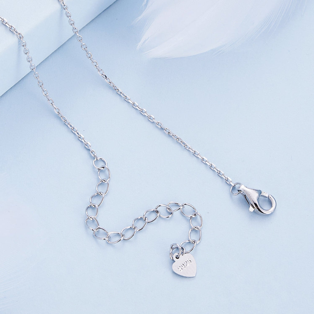 925 Sterling Silver Necklace with Pavé Setting CZ and Spinel Pendant