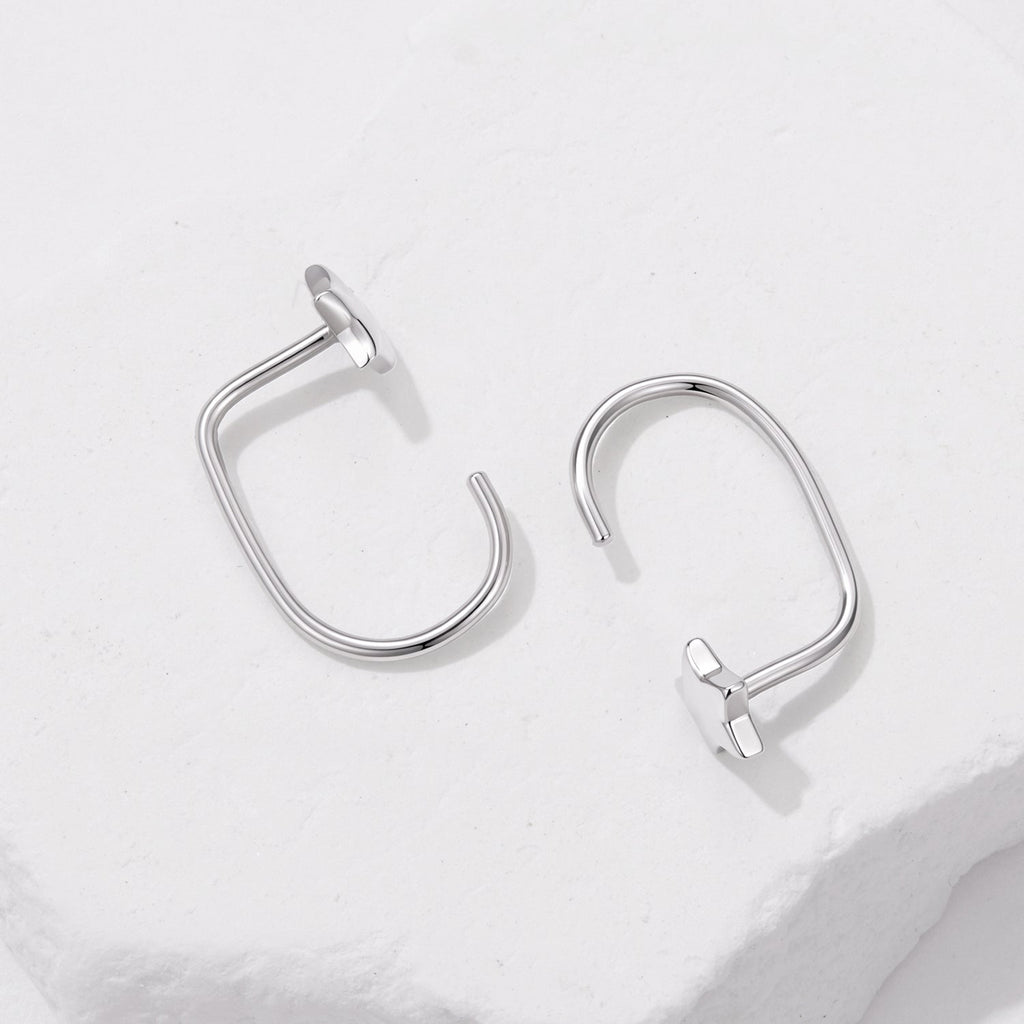 925 Sterling Silver Brass Earrings with White Gold Plating 1.4cm for Women