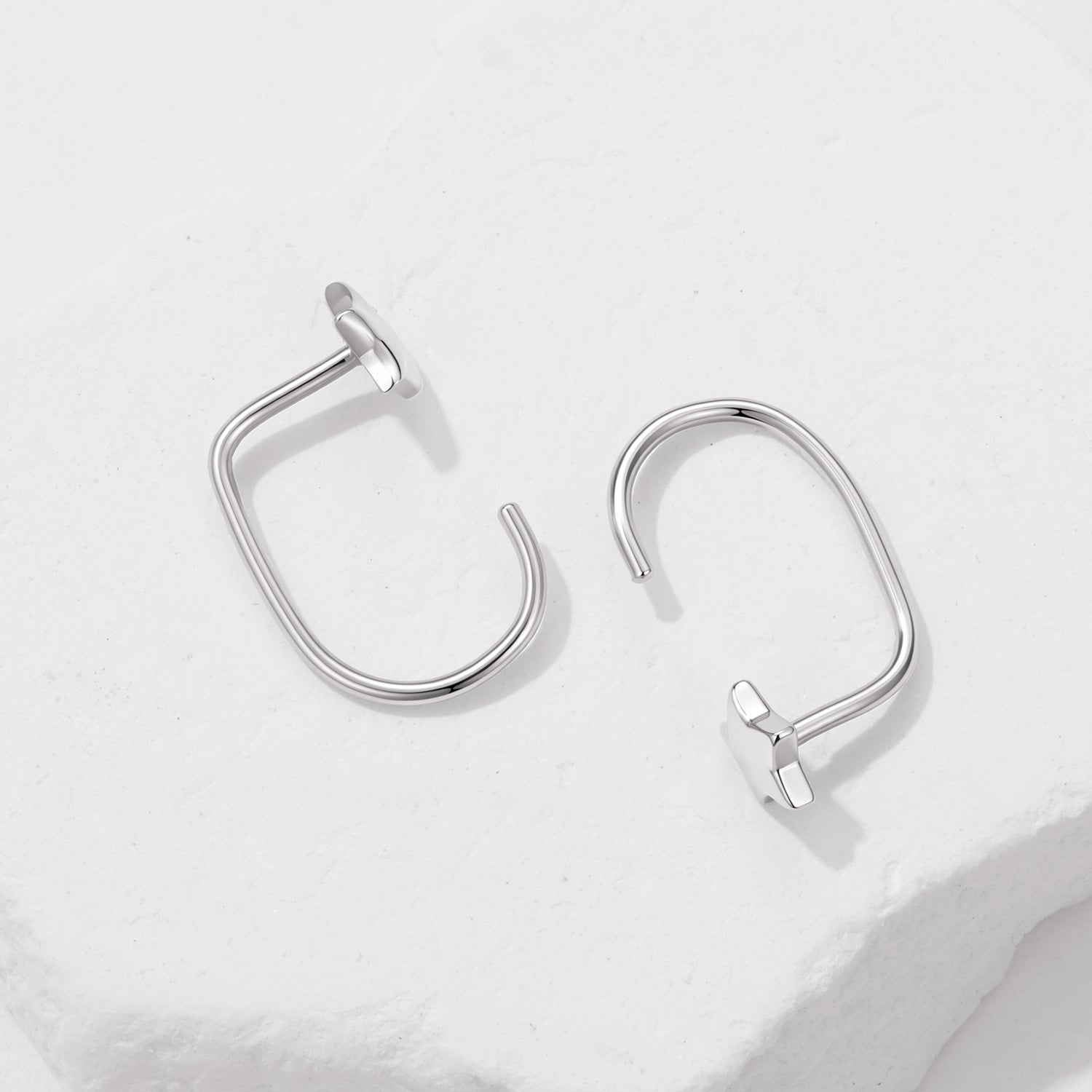 925 Sterling Silver Brass Earrings with White Gold Plating 1.4cm for Women