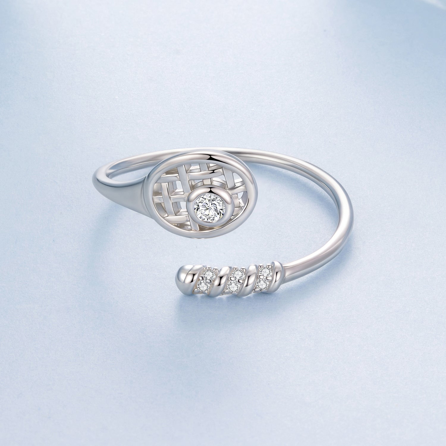 925 Sterling Silver Ring with Pavé Setting CZ, Width 0.11-0.72cm, for Women