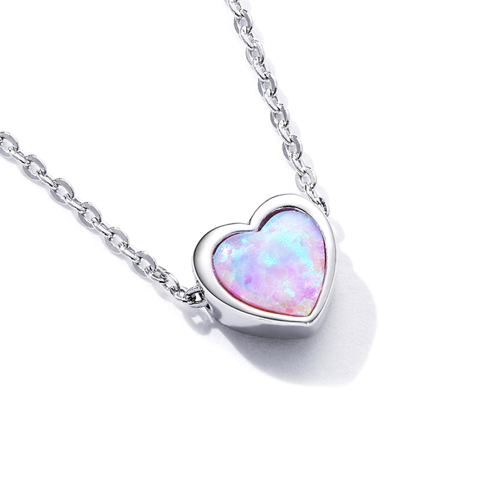 925 Sterling Silver and Platinum Plated Translucent Opal Necklace, 43.5cm Adjustable Chain, for Women