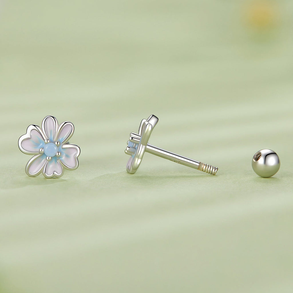 925 Sterling Silver Opal Nanometer Stone Enamel Earrings for Women