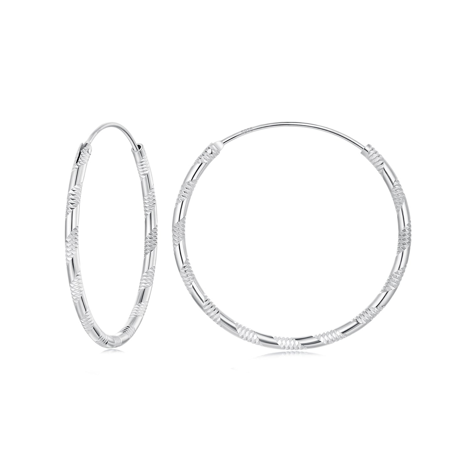 925 Sterling Silver Plated White Gold Earrings 3.0cm for Women