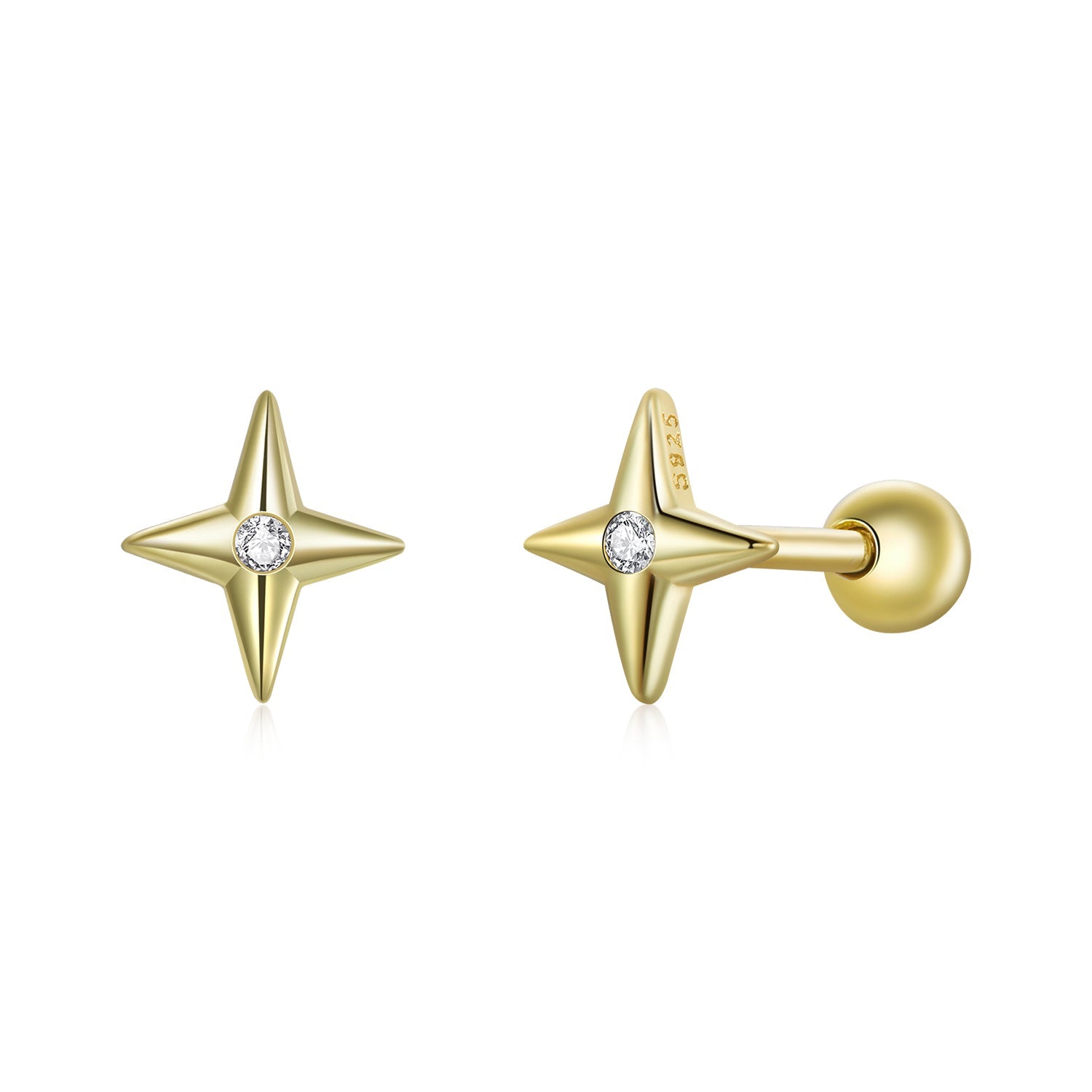 925 Sterling Silver Pavé CZ Gold Plated Earrings