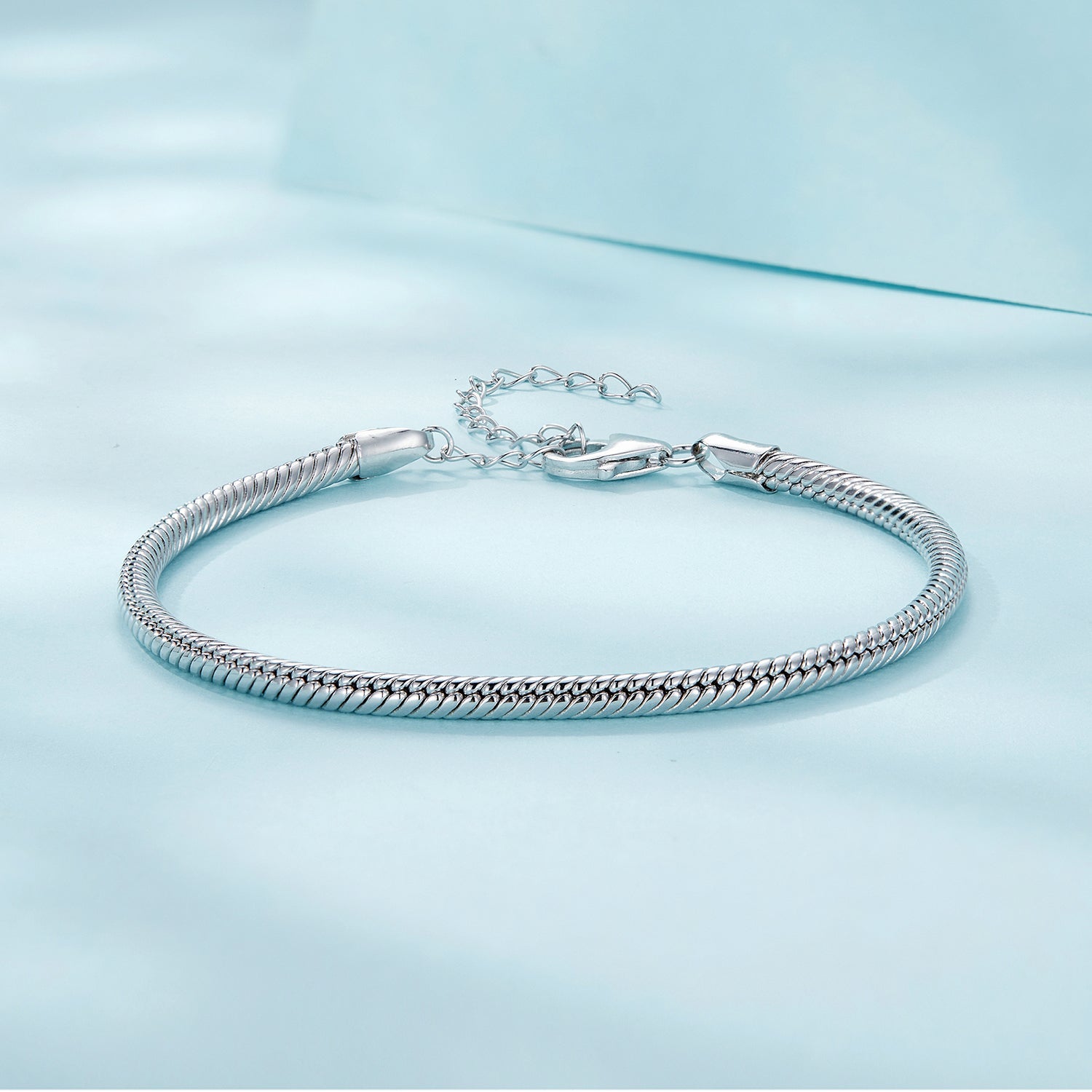 925 Sterling Silver Plated Platinum Bracelet with Adjustable Length for Women