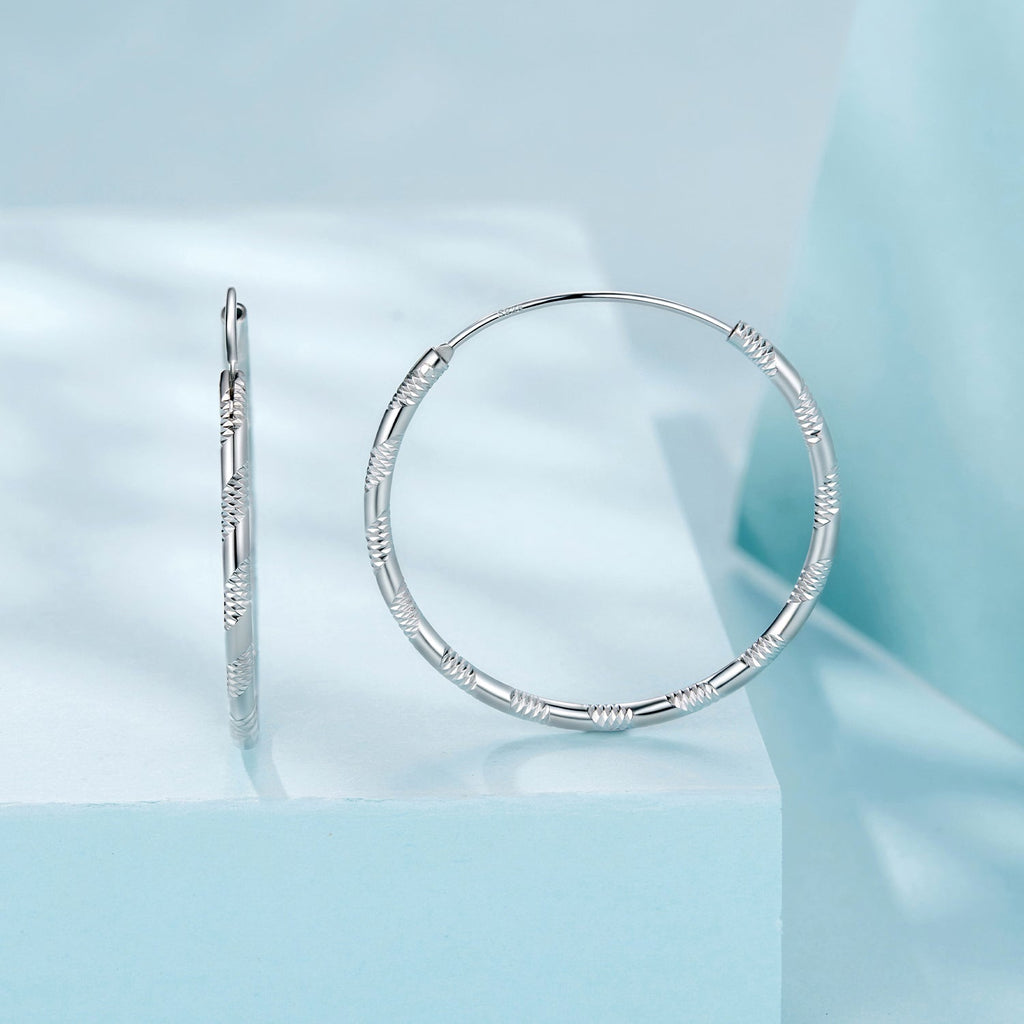925 Sterling Silver Plated White Gold Earrings 3.0cm for Women