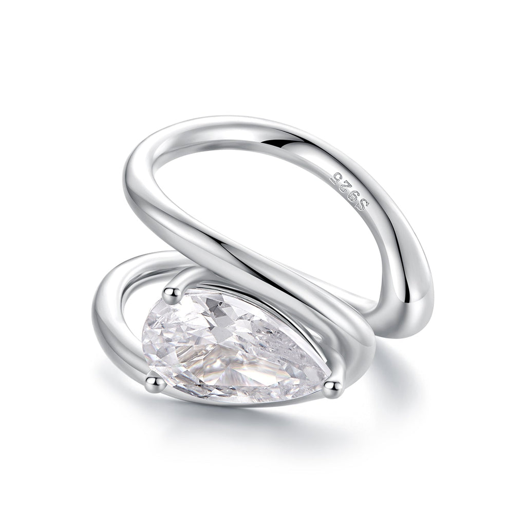 925 Sterling Silver Hoop Earrings with Pavé Setting CZ in White Gold