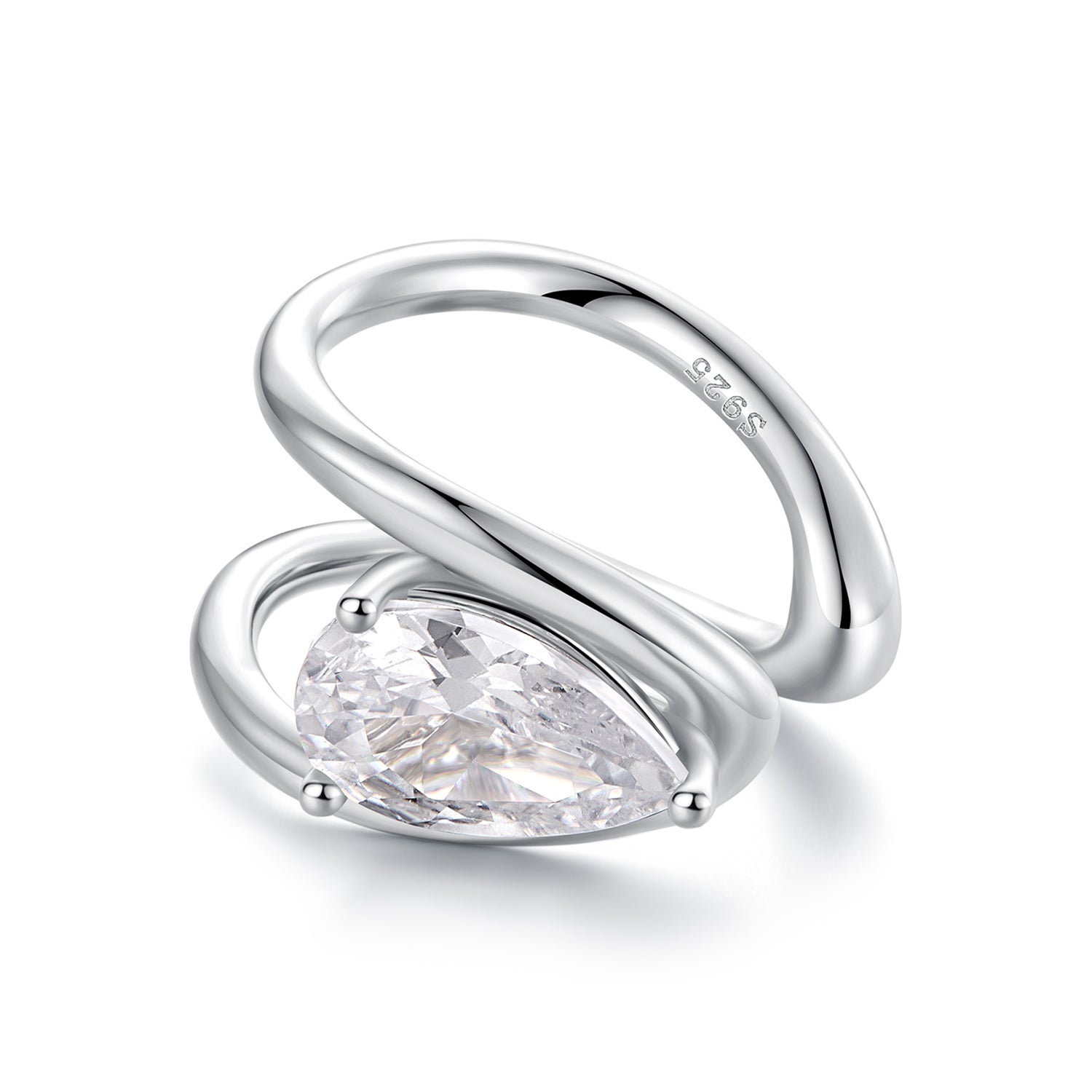 925 Sterling Silver Hoop Earrings with Pavé Setting CZ in White Gold