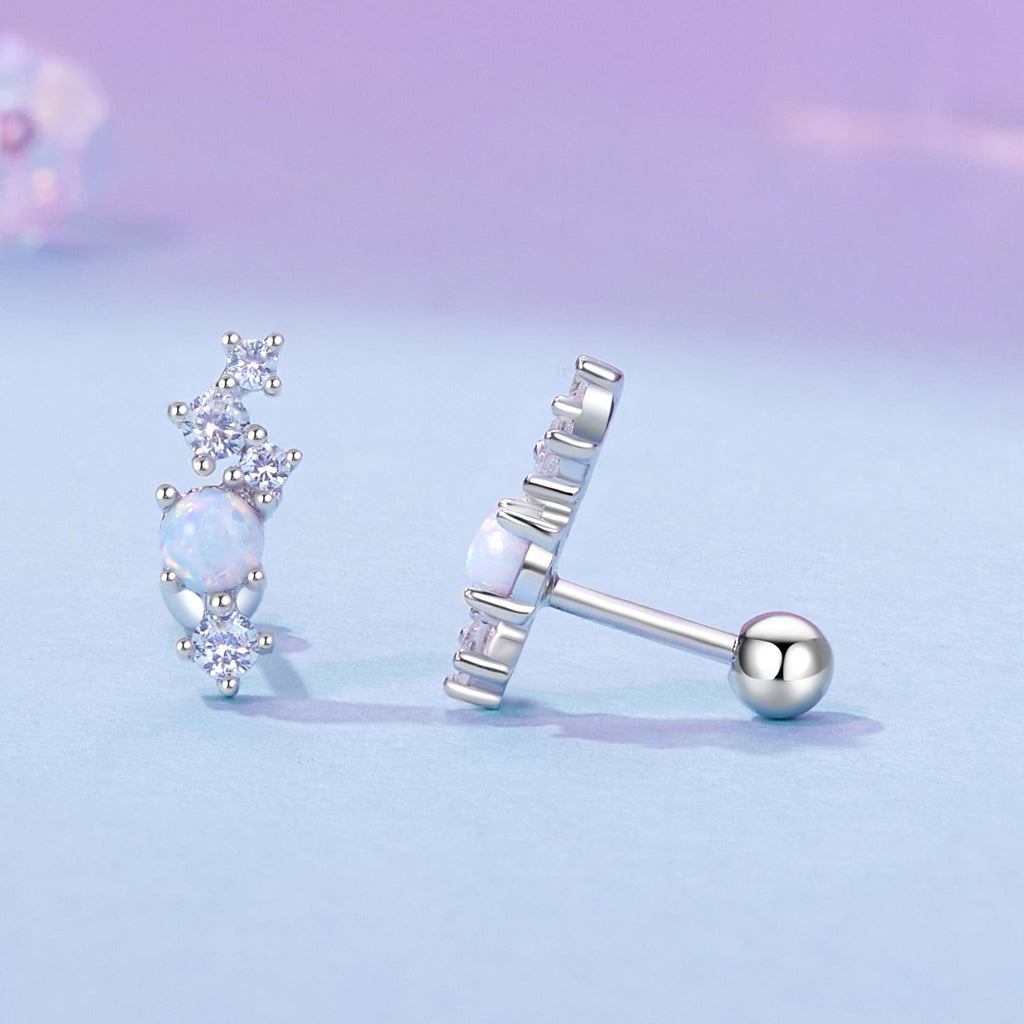 925 Sterling Silver Translucent Opal CZ Earrings for Women