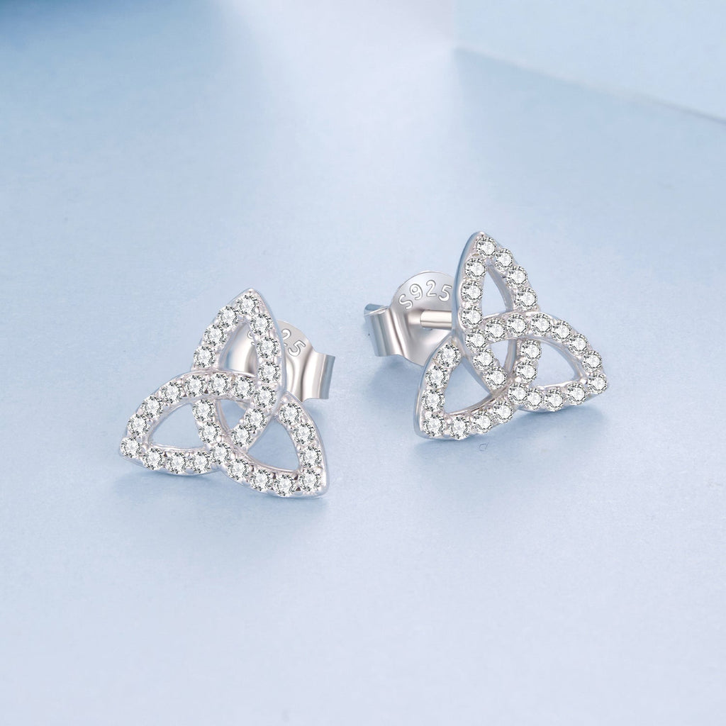 925 Sterling Silver White Gold Plated Pavé CZ Earrings