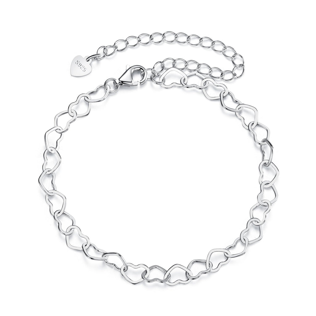 925 Sterling Silver Plated White Gold Adjustable Bracelet for Women