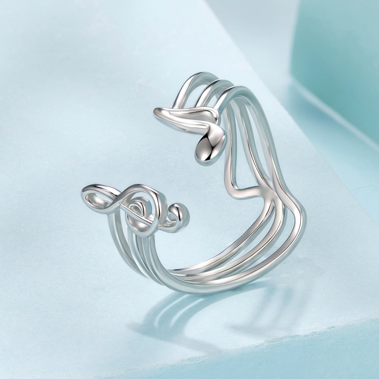 925 Sterling Silver Plated White Gold Adjustable Ring for Women