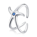 S925 Sterling Silver Oxidized Ring with Pavé Setting and CZ