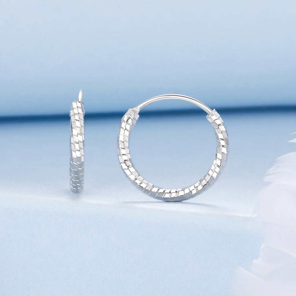 925 Sterling Silver Earrings for Women - White Gold Plated, 2.6*0.2 cm, Style L
