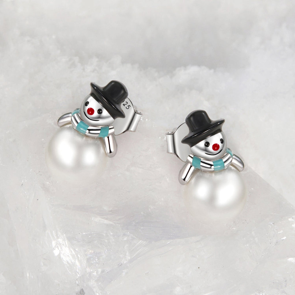 925 Sterling Silver White Gold Plated Quality Shell Pearl Earrings